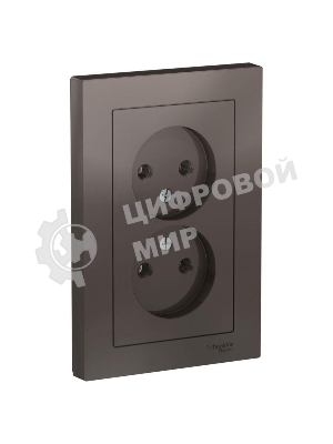 Розетка 2-м AtlasDesign без заземл. 16А в сборе мокко SchE ATN000620