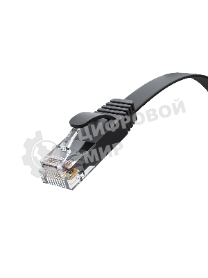 Патч-корд GCR PROF плоский прямой 3.0m, UTP медь cat.6, черный, 30 AWG, ethernet high speed 10 Гбит/с, RJ45, T568B, GCR-52870