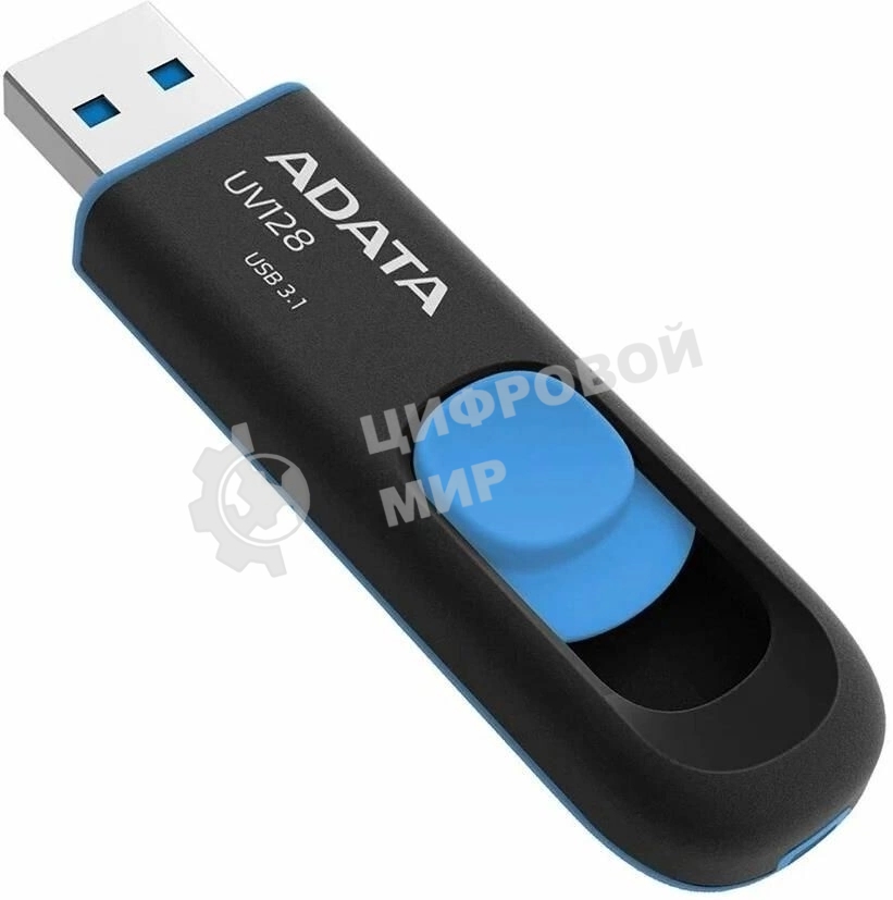 Флешка USB ADATA UV128 (AUV128-512G-RBE), 512Gb, USB 3.2 Gen1, R/W 100/30, черный/синий
