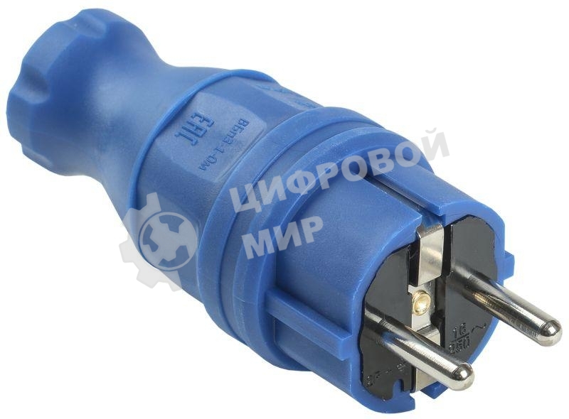 Вилка прямая ОМЕГА ВБп3-1-0м IP44 каучук син. IEK PKR01-016-2-K07