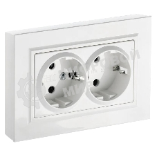 Розетка 2-я с з/к/ш IEK BRITE 16А в сб. РСш12-3-БрБ белый