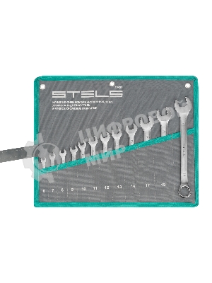 Набор ключей комбинированных 6-22 мм, 12 шт., CrV, матовый хром Stels