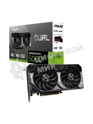 Видеокарта ASUS GeForce RTX 5060 Ti Dual OC , NVIDIA RTX 5060 Ti, 16 ГБ GDDR7, 128 бит, PCI-e 5.0, 1xHDMI, 3xDP, 2632 МГц