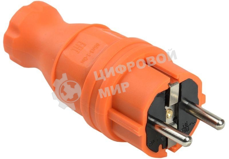 Вилка прямая ОМЕГА ВБп3-1-0м IP44 каучук оранж. IEK PKR01-016-2-K09