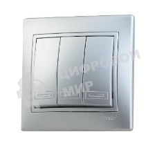 Выключатель 3-кл. СП Мира 10А IP20 метал. сер. LEZARD 701-1010-109
