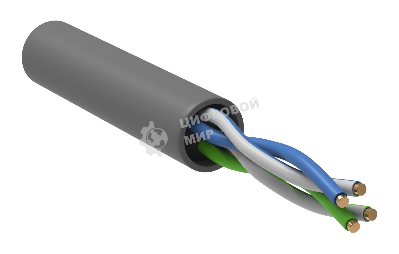 Кабель информационный ITK LC1-C5E02-111-100 кат.5е U/UTP не экранированный 2X2X24AWG PVC внутренний 100м серый