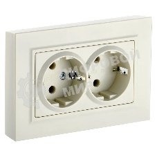 Розетка 2-я с з/к/ш IEK BRITE 16А в сб. РСш12-3-БрКр беж.