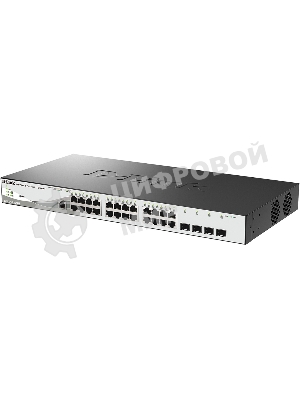 Коммутатор управляемый D-Link DGS-1210-28P/ME/B2A 2 уровня с 24 портами 10/100/1000Base-T и 4 портами 1000Base-X SFP (24 порта с поддержкой PoE 802.3af/802.3at (30 Вт), PoE-бюджет 193 Вт)