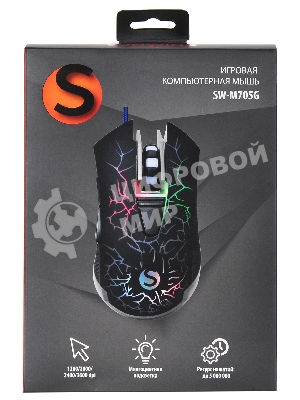 Мышь проводная SunWind SW-M705G черный, 3600 dpi, USB, кнопки - 6
