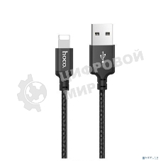 Кабель HOCO X14 черный HC-62882, USB - Lightning, 2m, 1.7A, Нейлон