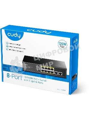 Коммутатор Cudy FS1010P (L2) 10x100Мбит/с 8PoE+ 120W неуправляемый