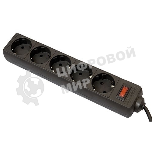 Сетевой фильтр Defender ES, 3.0 м, 5 розеток, черный