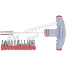 Отвертка Matrix с Т-образной эргономичной ручкой и набором бит, 11 шт., CrV