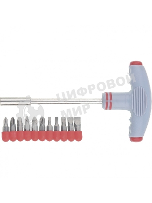 Отвертка Matrix с Т-образной эргономичной ручкой и набором бит, 11 шт., CrV