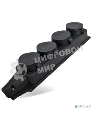 Розетка четырехместная настенная с заглушками c заземлением каучук 16А 250В IP44 (1029)