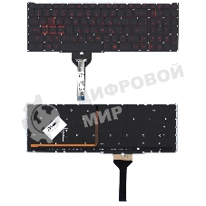 Клавиатура для ноутбука Acer Nitro 5 AN517-41 черная с подсветкой (узкий шлейф, красные буквы)