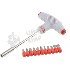 Отвертка Matrix с Т-образной эргономичной ручкой и набором бит, 11 шт., CrV