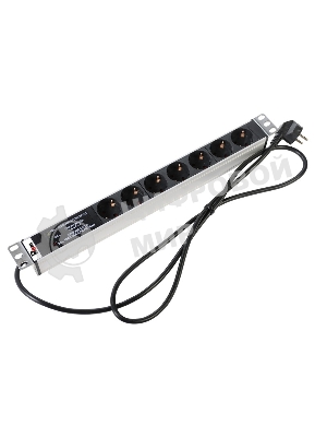 Блок розеток Rem-16 с фил. и инд., 7 Shuko, 16A, алюм., 19