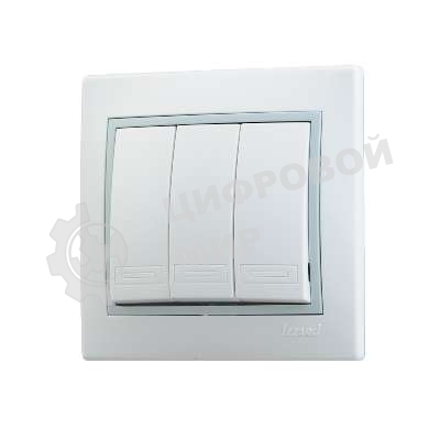 Выключатель 3-кл. СП Мира 10А IP20 бел./сер. LEZARD 701-0215-109