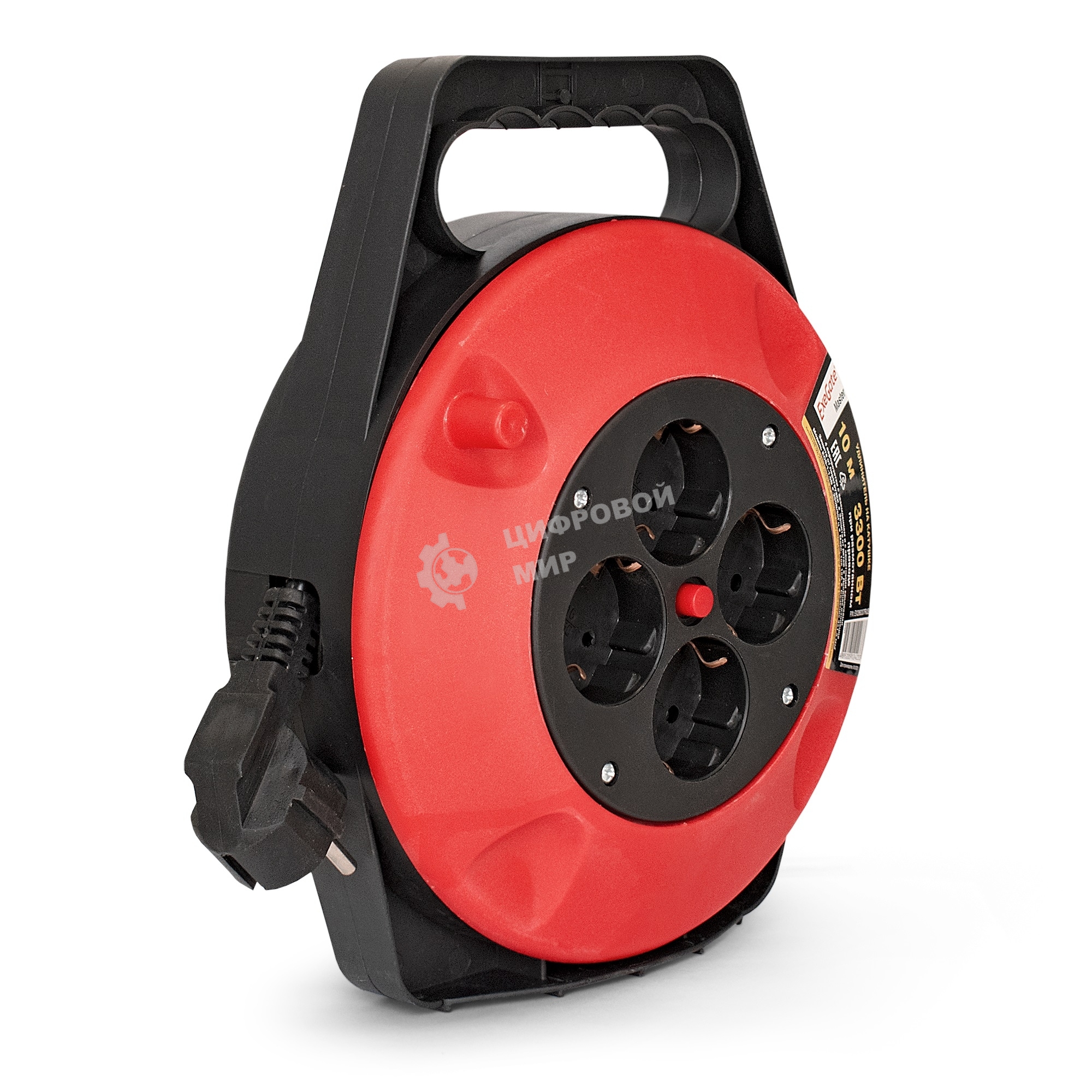 Удлинитель на катушке ExeGate EX286337RUS Master ECS-1-1.5B (4 евророзетки с заземлением, 10 м, защита от детей, защита от перегрузки, 3х1,5 мм2, 15А/3.3 кВт)