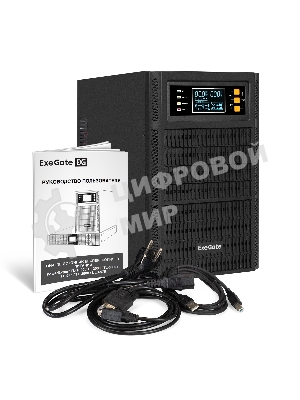 Источник бесперебойного питания On-line ExeGate PowerExpert TL-3000.96V.LCD.AVR.3SH.USB.RS232.SNMP 3000VA/3000W, On-Line, PF=1, LCD, 3*Schuko, RS232, USB, SNMP-slot, встроенные батареи 12V 7.2Ah - 8шт, возможность подключения до 4 внешних батарейных блоков 96В, Tower, металлический корпус, черный