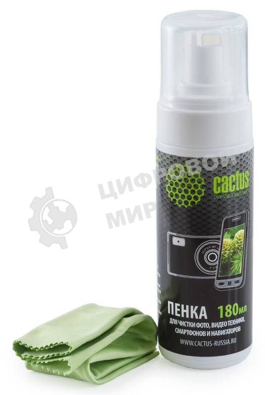Чистящий набор (салфетки + пена) Cactus CS-S3006 для экранов и оптики 1 шт 18x18 см 180 мл
