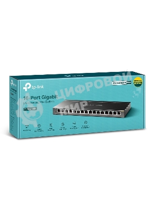 Коммутатор сетевой TP-Link 16-Port Gigabit Easy Smart Switch, 16 Gigabit RJ45 Ports, Desktop Steel Case, MTU/Port/Tag-based VLAN, QoS, IGMP Snooping, Web/Utility Management
