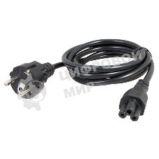 Шнур сетевой Rexant евровилка - евроразъем С5, кабель 3x0,75 мм², длина 1,8 м. (для питания ноутбука) (PVC пакет)