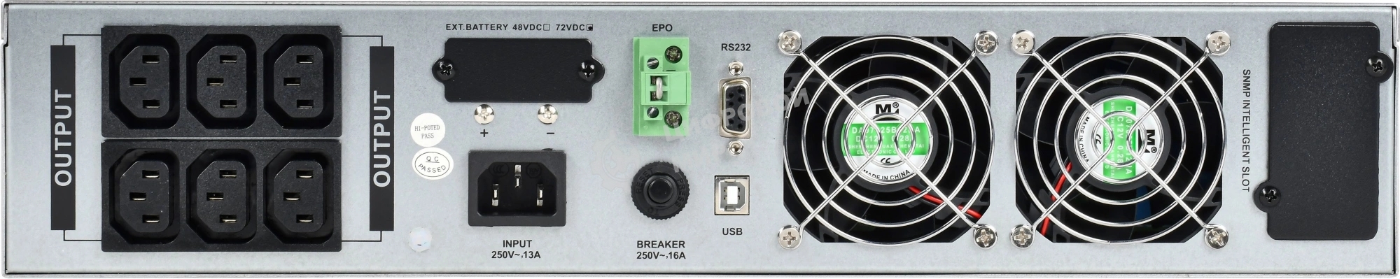 Источник бесперебойного питания Online Rackmount 3кВА/3кВт, однофазный с LCD дисплеем 72VDC с АКБ 2U 6х7AH