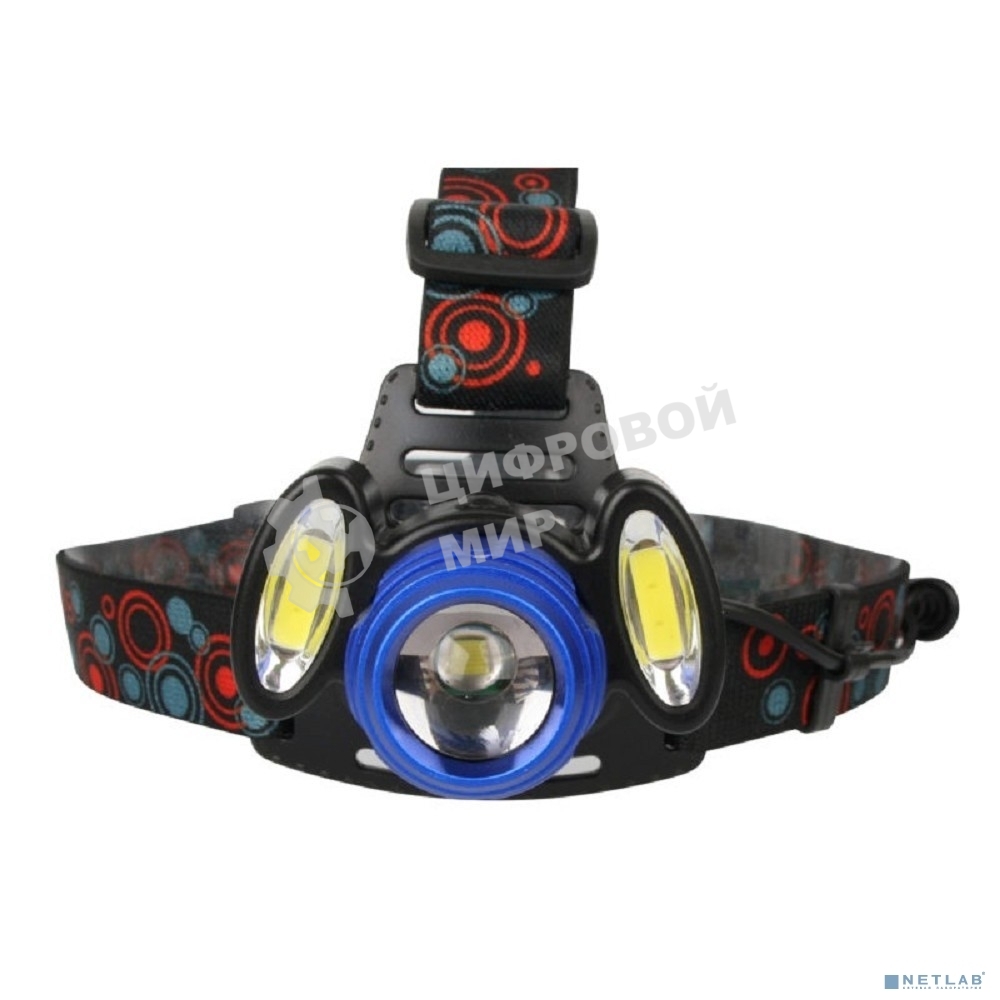 Фонарь налобный Ultraflash E1334 (акк 3,7В, синий/черный, 3LED, 4 Ватт, фокус, 2 ак 4 реж, метал