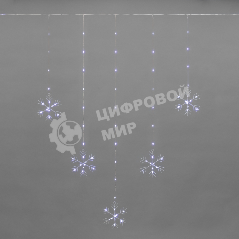 Гирлянда Neon-night светодиодный занавес из росы с фигурами снежинок IP20 USB + пульт управления бел.