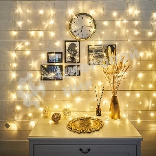 Гирлянда Светодиодный Дождь 1,5х1,5 м, свечение с динамикой, прозрачный провод, 230 В, диоды теплый белый