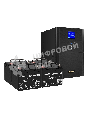 Комплект источника бесперебойного питания Exegate EX295990RUS + батарея 33Aч EX282974RUS 4шт (инвертор, синус, для котла) ExeGate SineTower SZ-3000.LCD.AVR.3SH.1C13.RJ.USB <3000VA/2400W, чистый синусоида, LCD дисплей, AVR, 3*Schuko+1*C13, RJ45/11, USB, линейно-интерактивный, черный> + батарея ExeGate DT 1233 (12В, 33А·ч) 4шт