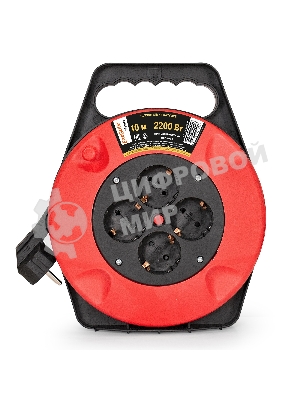 Удлинитель на катушке ExeGate EX286336RUS Master ECS-1-1B (4 евророзетки с заземлением, 10 м, защита от детей, защита от перегрузки, 3х1,0 мм2, 10А/2.2 кВт)