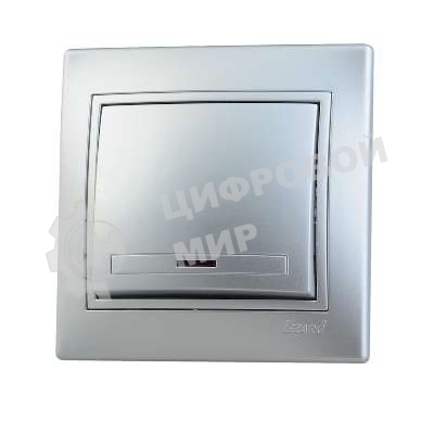 Выключатель 1-кл. СП Мира 10А IP20 с подсветкой метал. сер. LEZARD 701-1010-111
