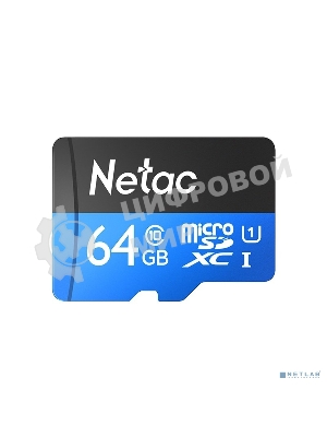 Флеш карта microSDHC 64Gb Netac P500 NT02P500STN-064G-R (с SD адаптером) 80Mb/s