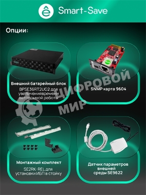 Источник бесперебойного питания Systeme Electric Smart-Save Online SRTSE, 2 поколения 1000 ВА/Вт, 2U, 8 C13+1 Schuko, USB, RS-232, сухиеконтакты