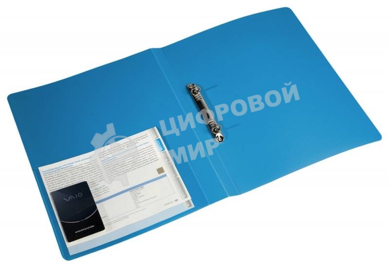 Папка на 2-х кольцах Бюрократ -0818/2RBLU A4, пластик, 0.7мм корешок 18мм, внутренний и торцевой карман, синий