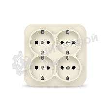 Розетка 4-м ОП 16А IP20 с заземл. сл. кость квадрат IONICH 1454