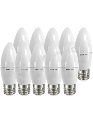 Лампа светодиодная Gauss Elementary 6Вт цок.: E27 свеча 220B 4100K св. свеч. белый ней. C37 (упак.: 10 шт)