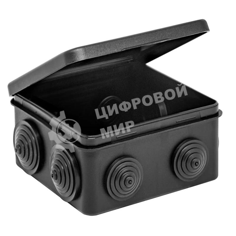 Коробка распределительная ОП 100х100х50мм (откид. крышка)УХЛ1 IP54 черный Ruvinil 67045Ч