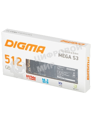 Накопитель SSD Digma Mega S3 DGSM3512GS33T, 512Gb, PCIe 3.0 x4, M.2 2280, NVMe, R/W 2080/1700