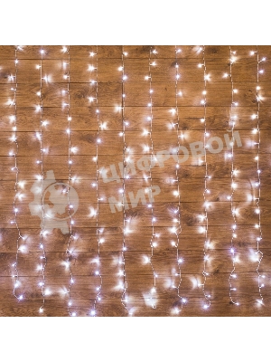 Гирлянда Светодиодный Дождь 1,5х1,5 м, свечение с динамикой, прозрачный провод, 230 В, диоды белые