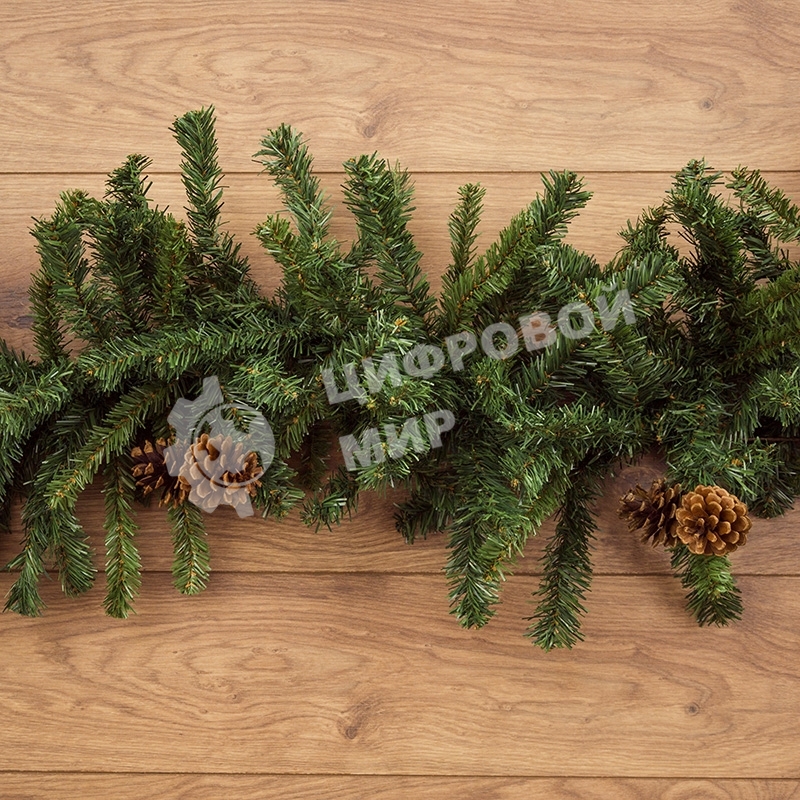 Еловый шлейф Neon-night 2,7 м с шишками, объем 36 см