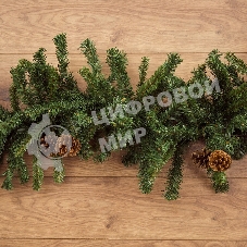 Еловый шлейф Neon-night 2,7 м с шишками, объем 36 см