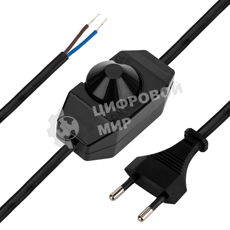 Сетевой шнур с диммером Rexant 2х0,75 мм², 2 м черный