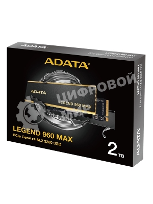 Накопитель SSD ADATA LEGEND 960 MAX, 2Tb, PCIe 4.0 x4, M.2 2280, NVMe, R/W 7400/6800, с радиатором