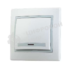 Выключатель 1-кл. СП Мира 10А IP20 с подсветкой белый/сер. LEZARD 701-0215-111