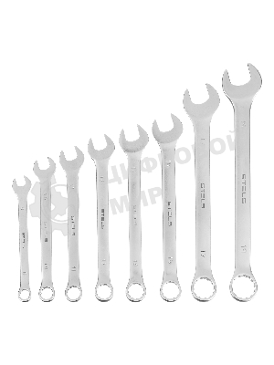 Набор ключей комбинированных Stels 8 - 19 мм, 8 шт., CrV, матовый хром