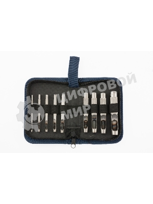 Набор пробойников Сибртех для кожи 2; 3; 4; 5; 6; 8; 9; 10; 13 мм, 9 шт, чехол